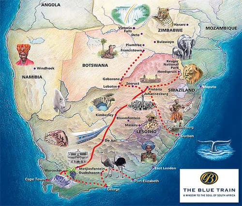 Blue Train (South Africa) - map
