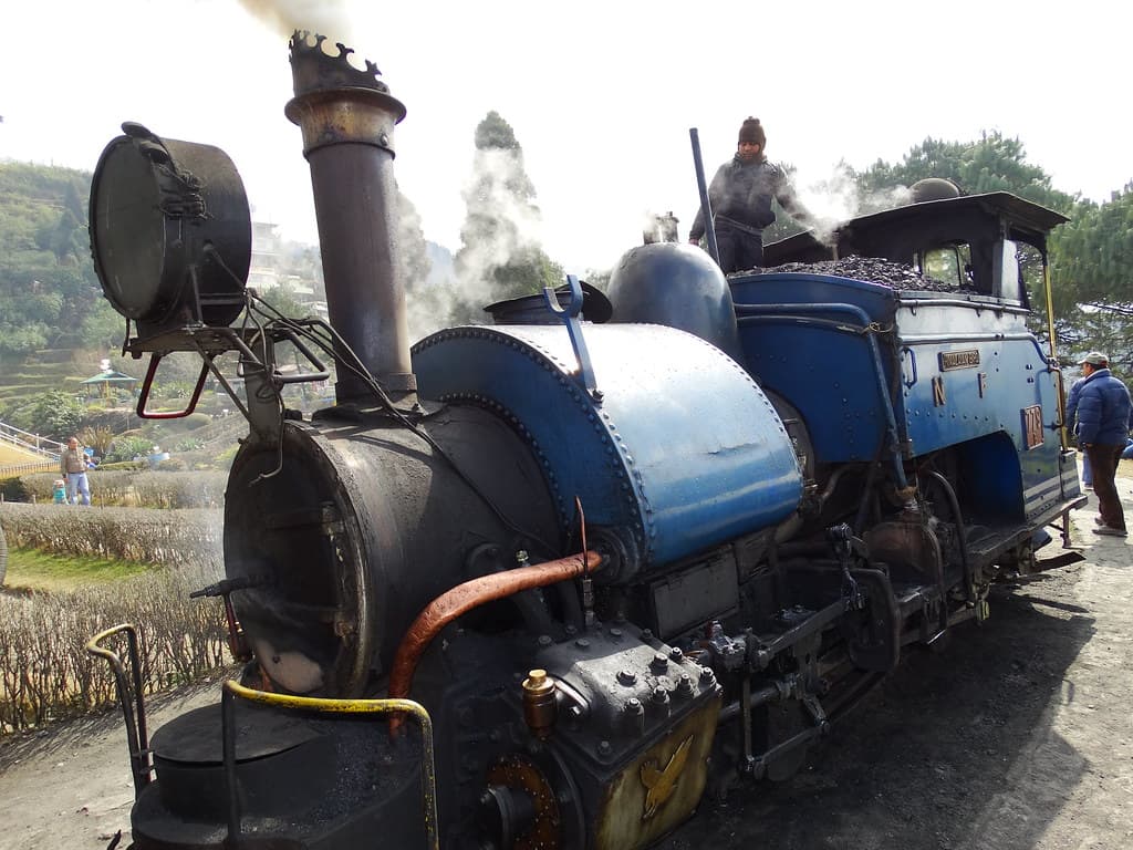 Himalayan Bird Locomotive at Station Stop - Darjeeling Himalayan Railway - Outside Darjeeling - West Bengal - India