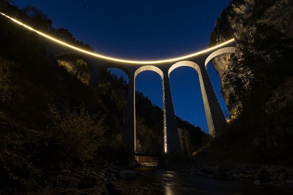 01.11.2015, Landwasser viaduct at night III., Tiefencastel - Filisur