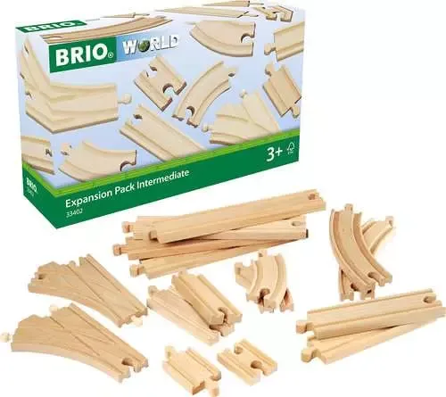 BRIO World Expansion Pack Intermediate box with wooden track pieces beside it